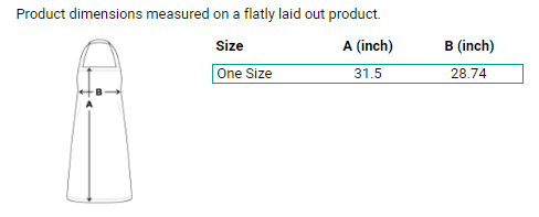 cooking apron size guide