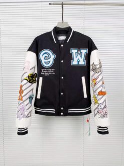 Off-White Buttoned Long-Sleeved Varsity Jacket
