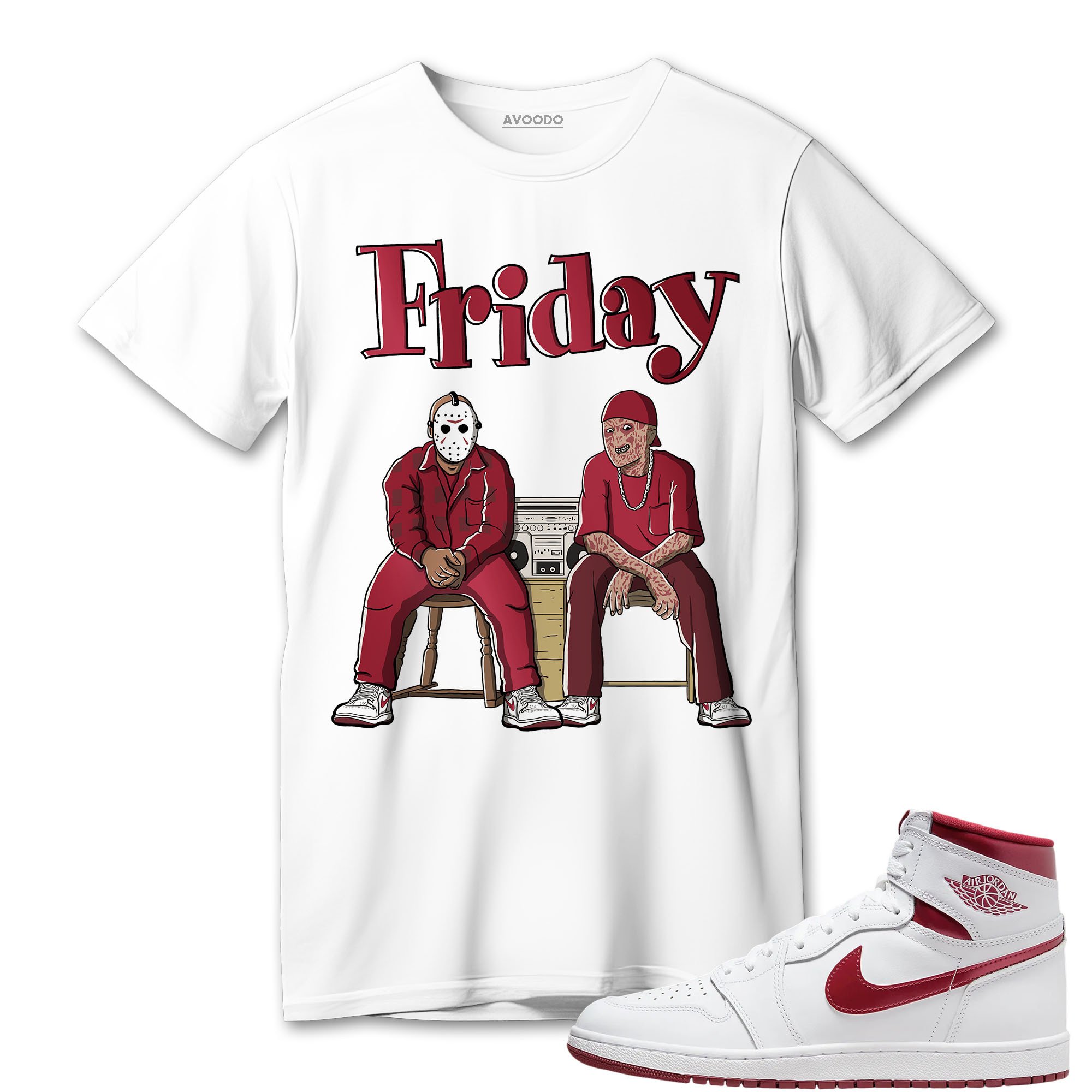 AJ 1 High 85 Metallic Burgundy T-Shirt Match Friday