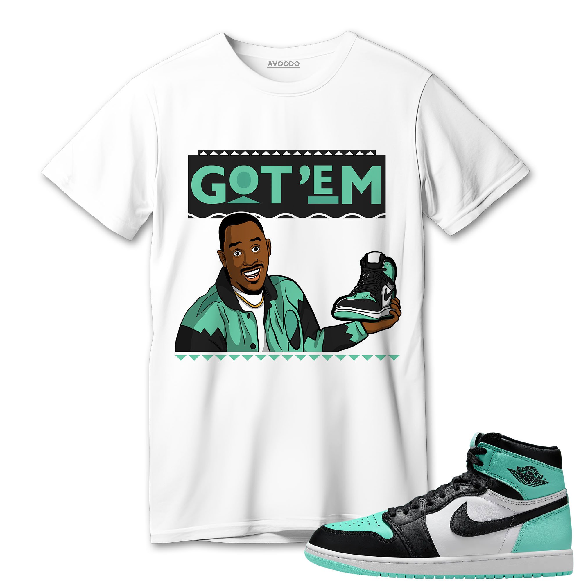 AJ 1 High OG Green Glow T-Shirt Match Got Em 90s TV Style
