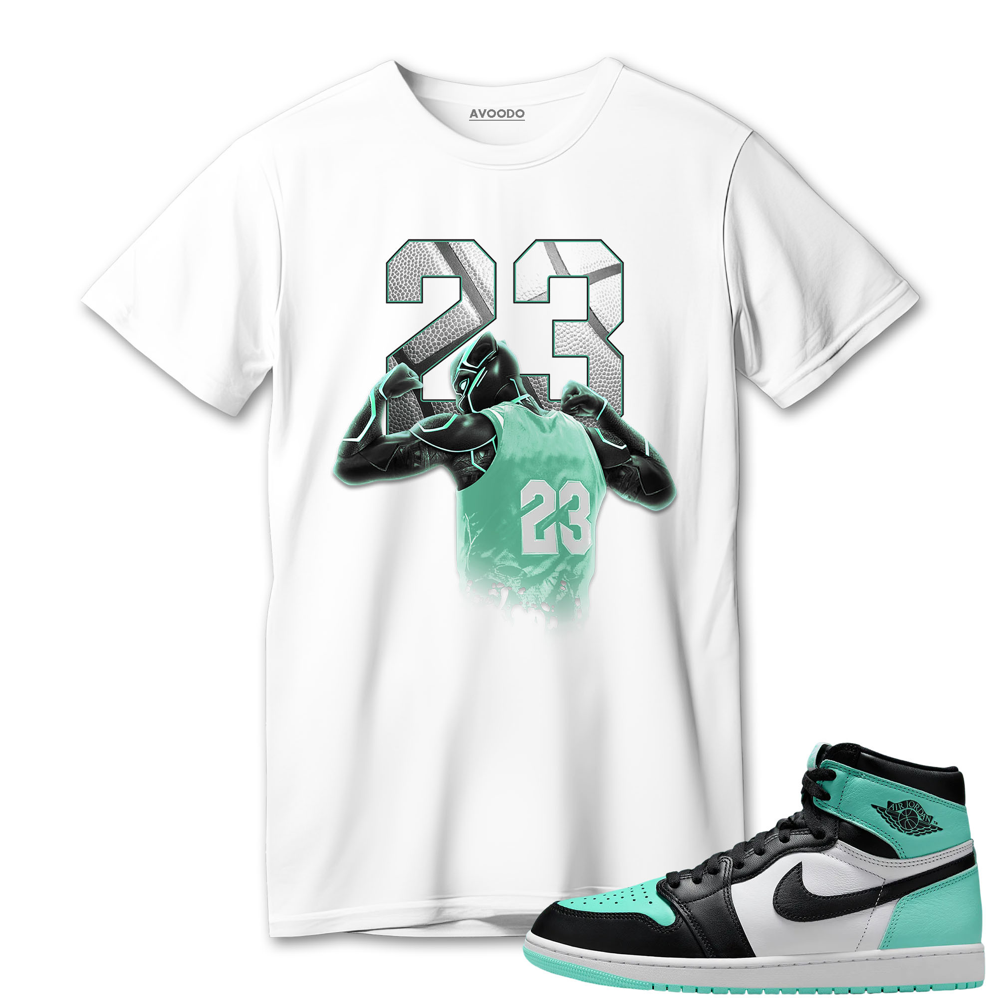 AJ 1 High OG Green Glow T-Shirt Match Number 23 Panther