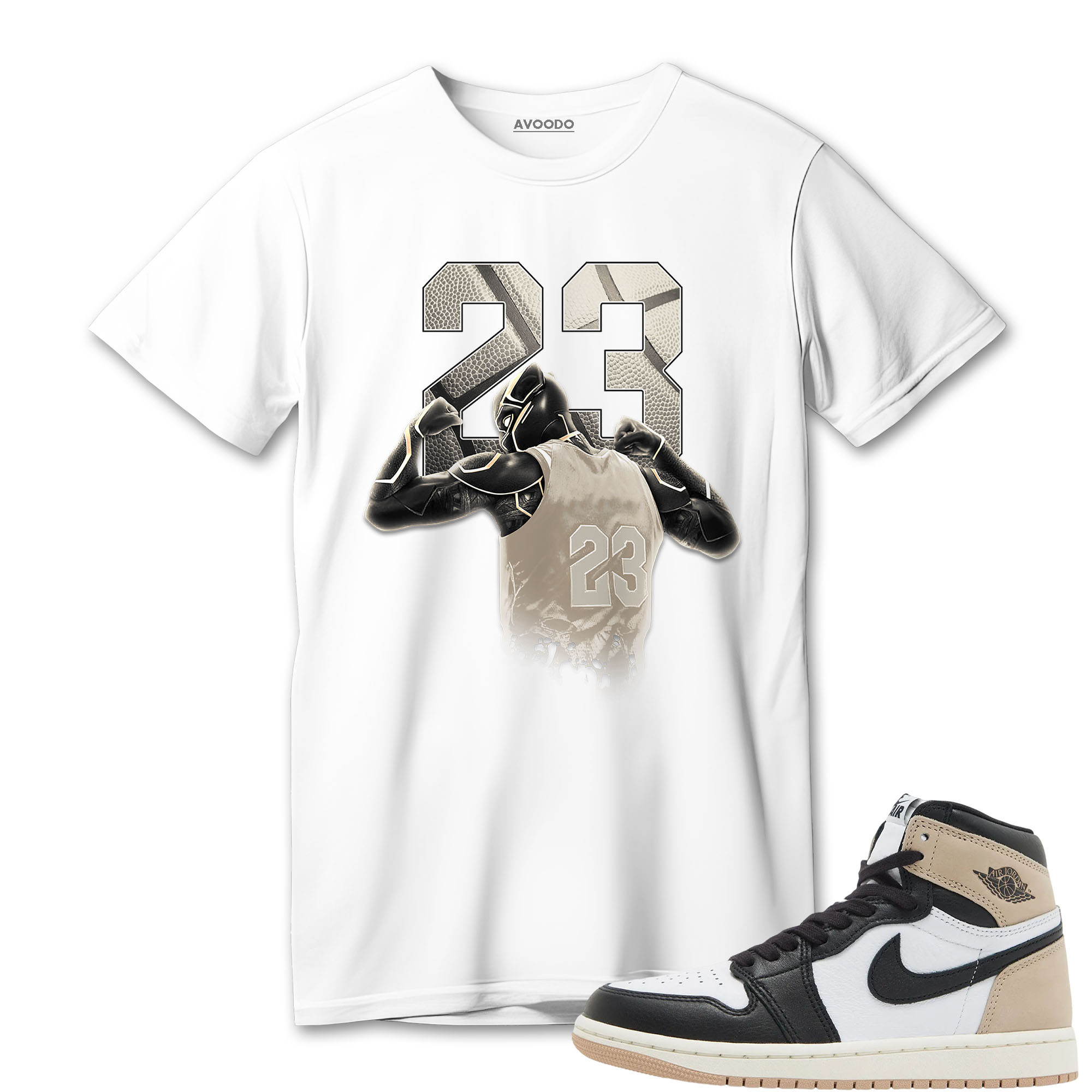 AJ 1 Latte T-Shirt Match Number 23 Panther