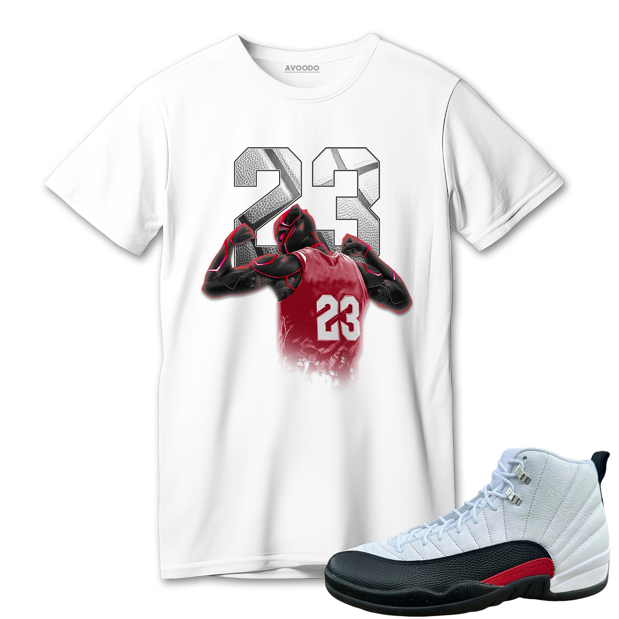 AJ 12 Retro Red Taxi T-Shirt Match Number 23 Panther