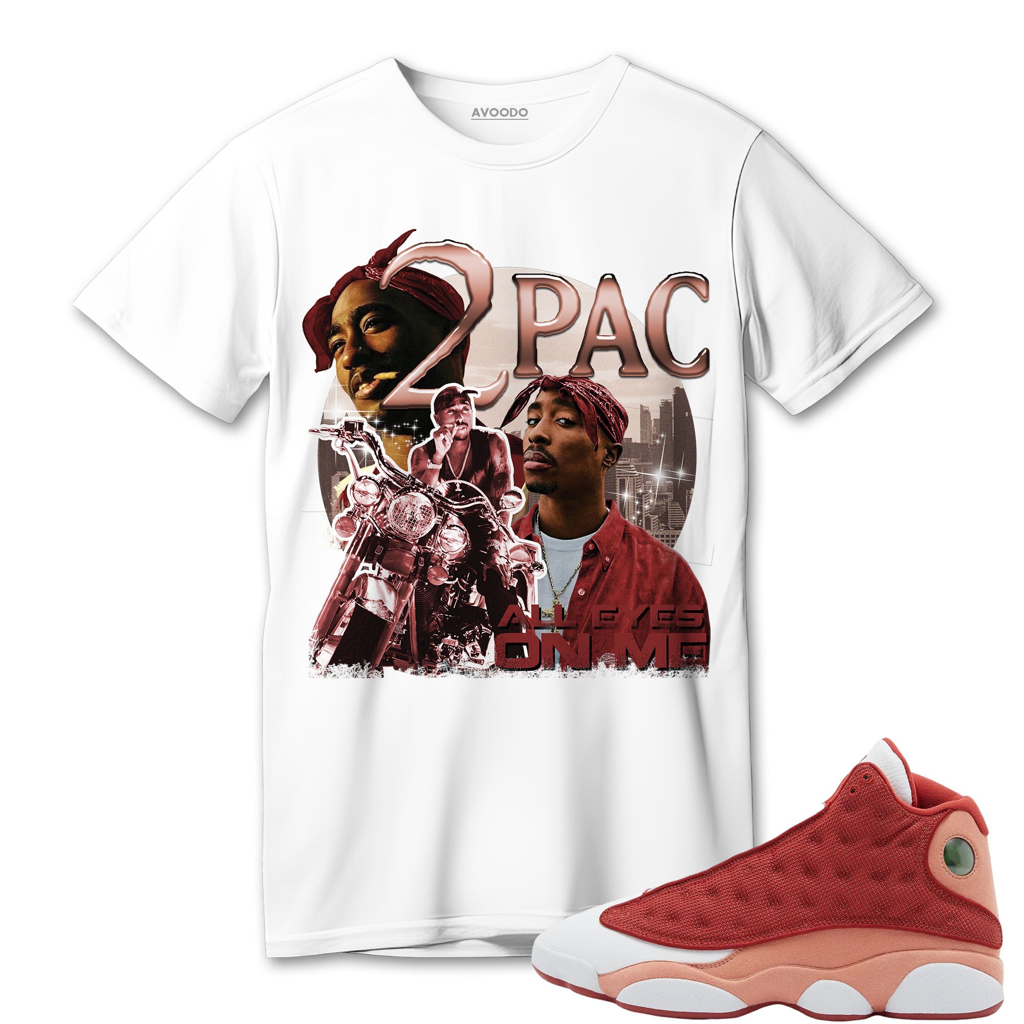 AJ 13 Dune Red T-Shirt Match 90s Pac Shakur