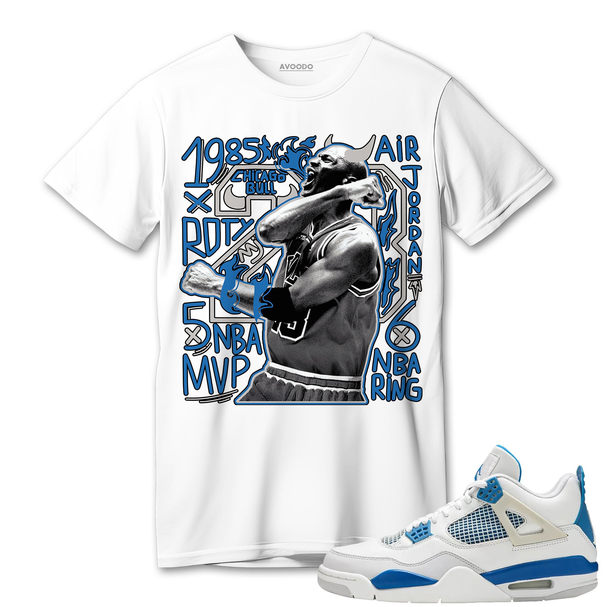 AJ 4 Industrial Blue T-Shirt Match 23 MJ