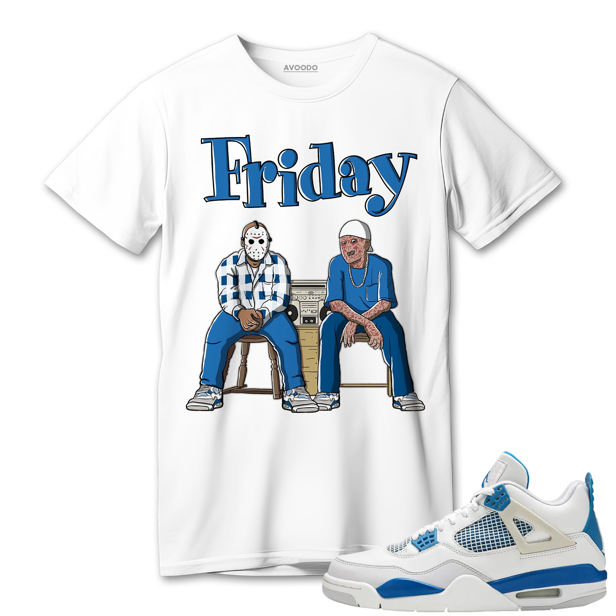 AJ 4 Industrial Blue T-Shirt Match Friday