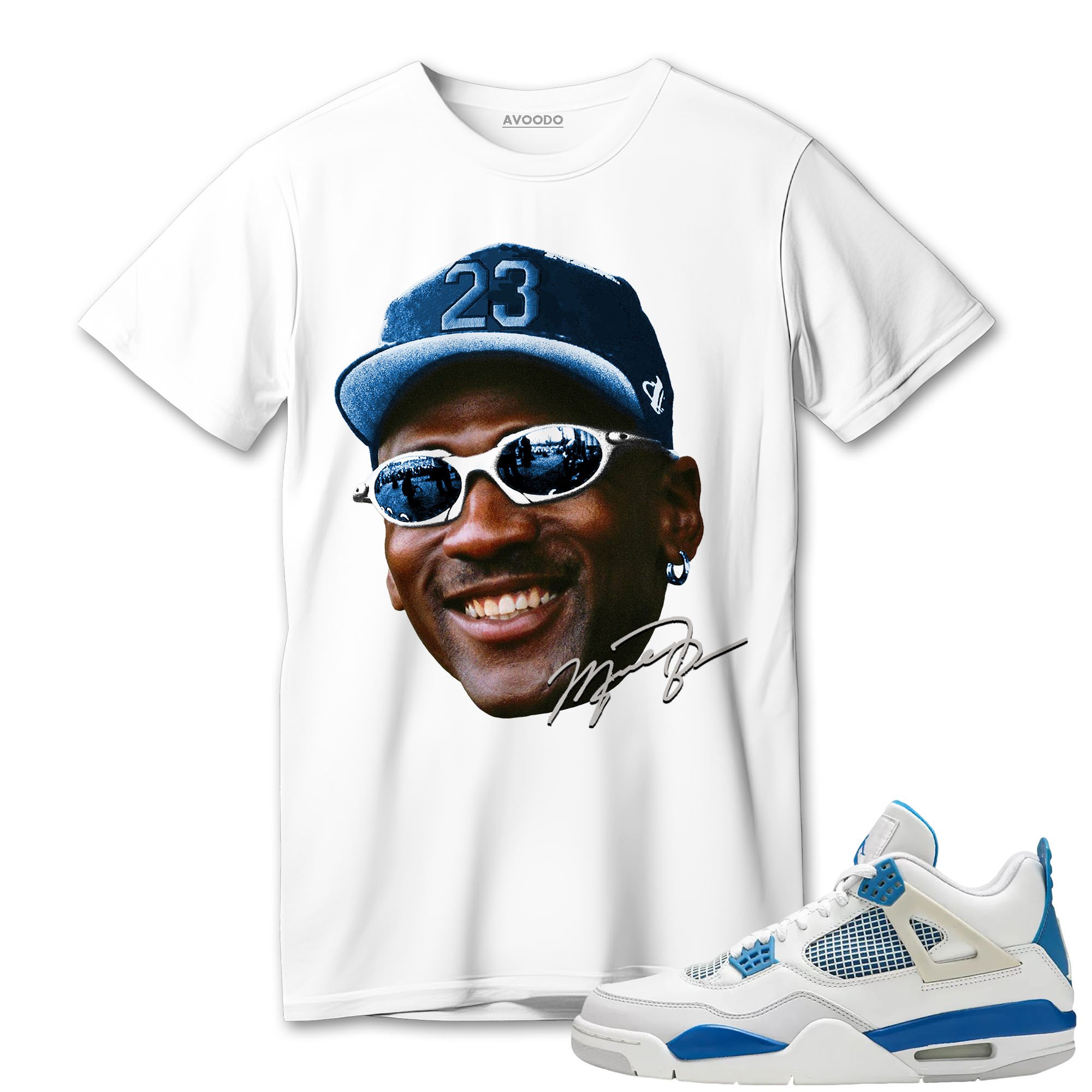 AJ 4 Industrial Blue T-Shirt Match Head MJ