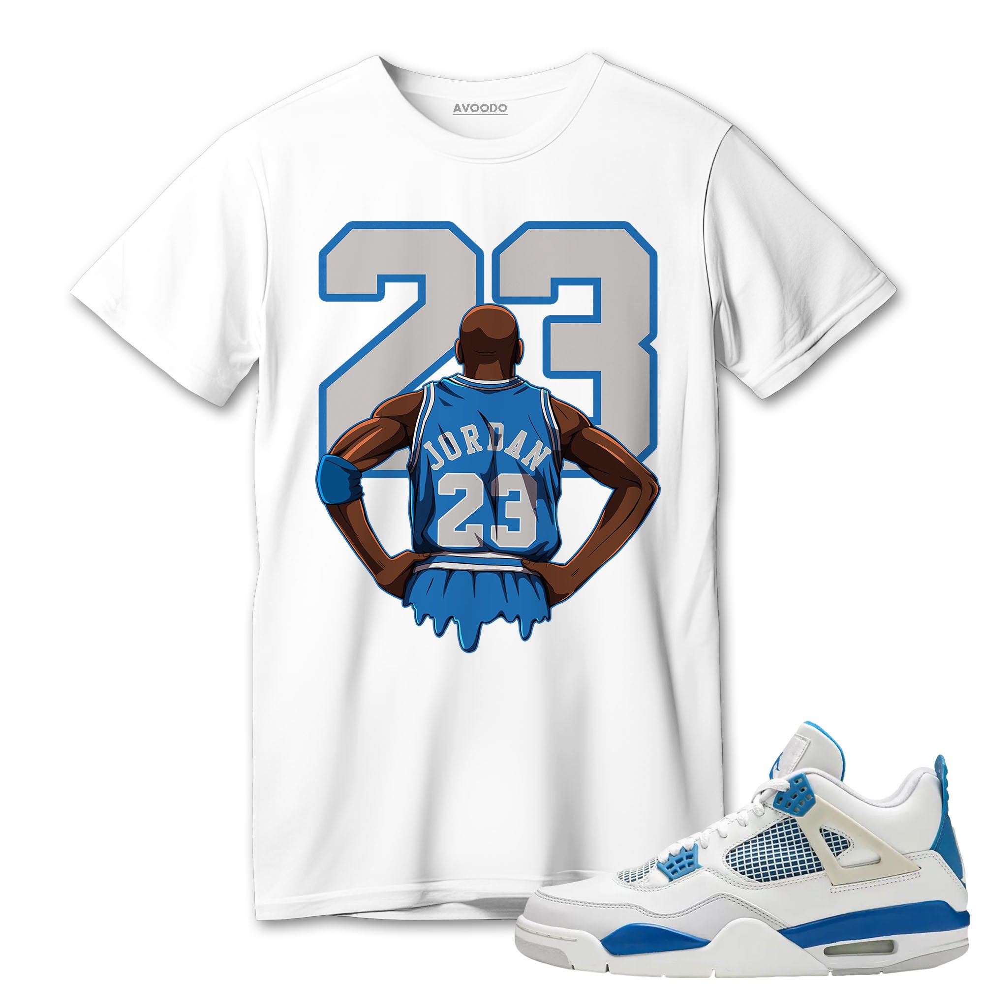 AJ 4 Industrial Blue T-Shirt Match MJ 23 Back