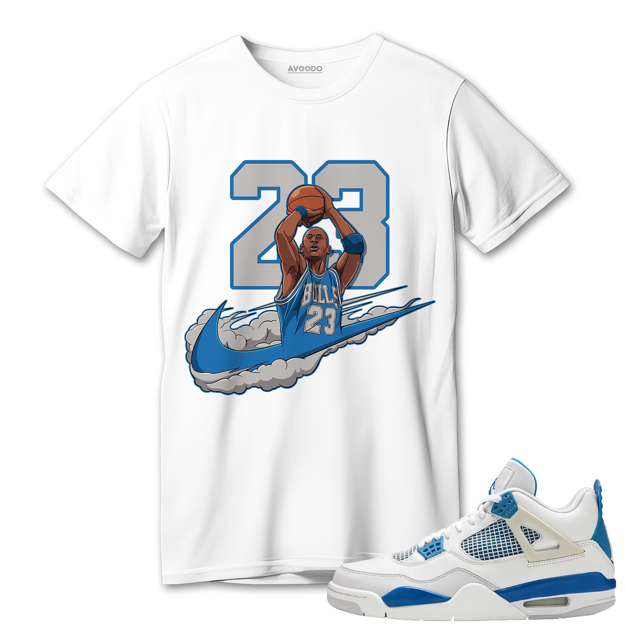 AJ 4 Industrial Blue T-Shirt Match MJ 23 Shoot