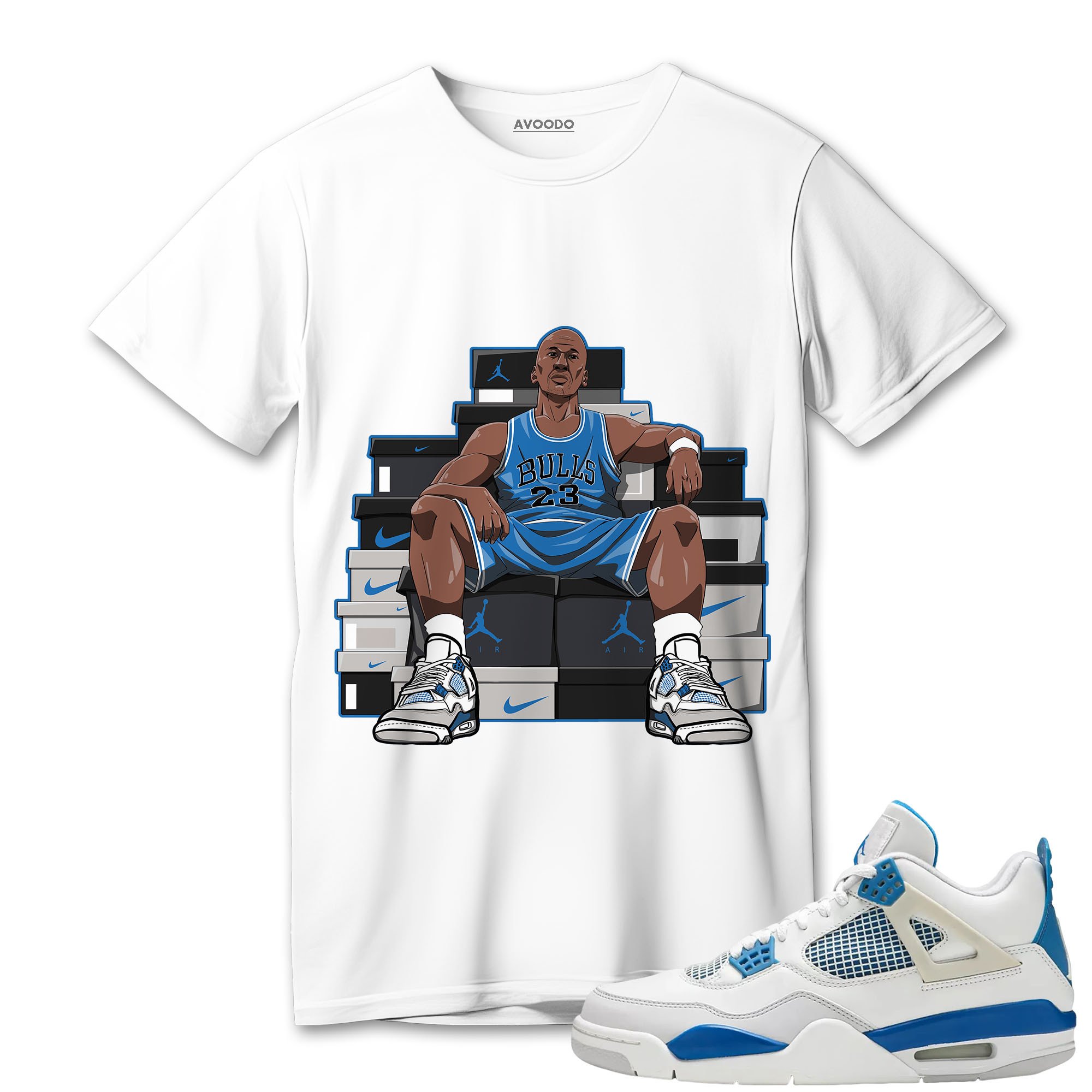AJ 4 Industrial Blue T-Shirt Match MJ Sneaker
