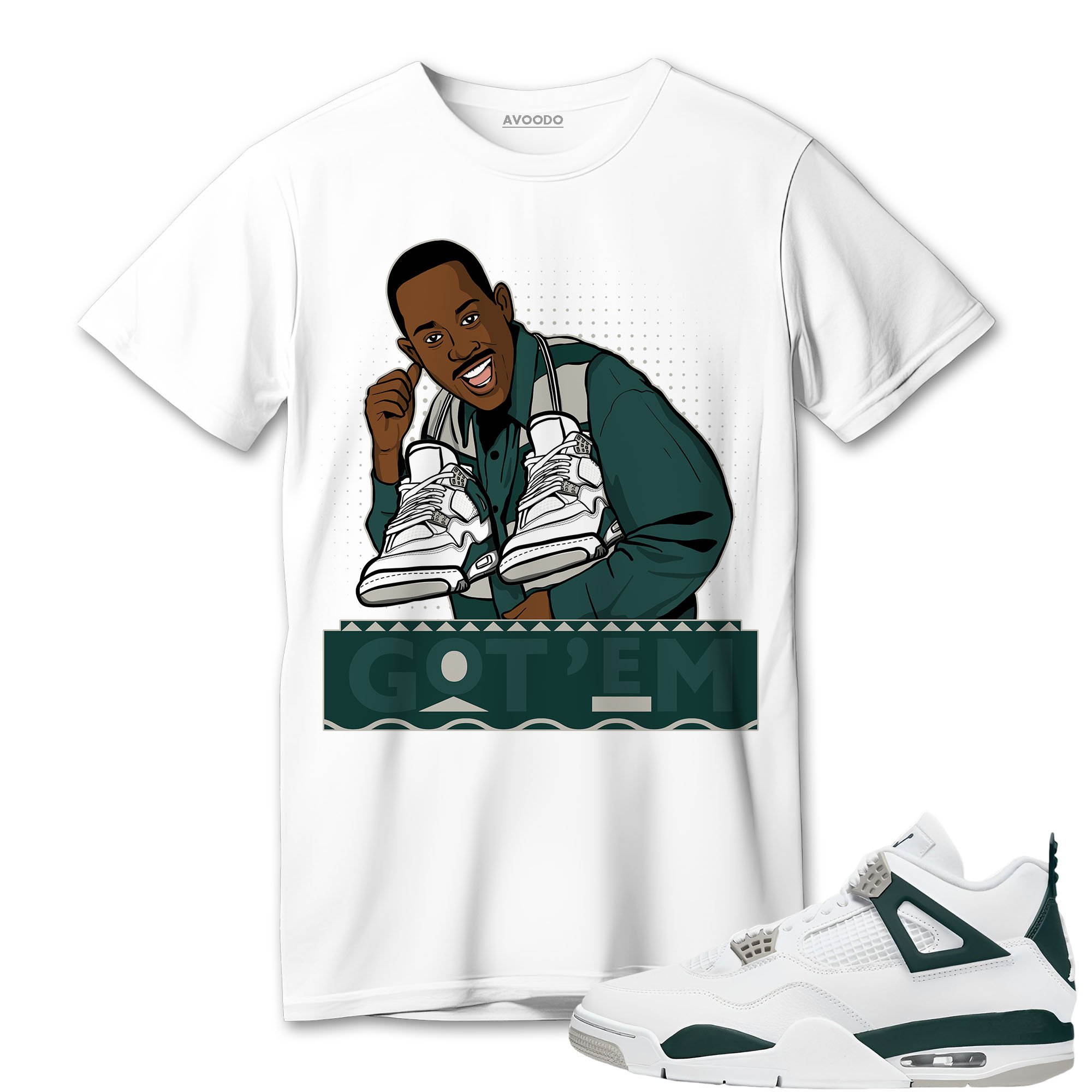 AJ 4 Oxidized Green T-Shirt Match 90s TV Series Got Em