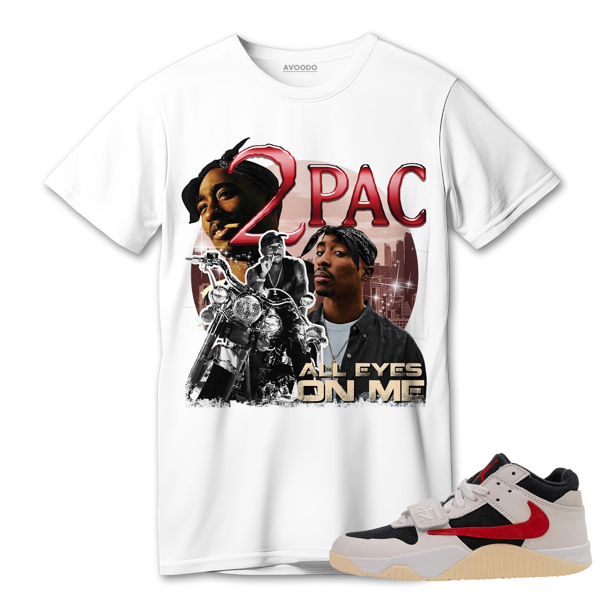 JD Jumman Jack University Red T-Shirt Match 90s Pac Shakur