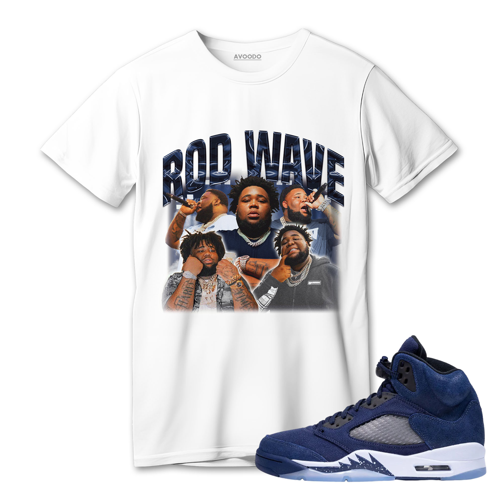 Jordan 5 Midnight Navy T-Shirt Match Rd Wave VT