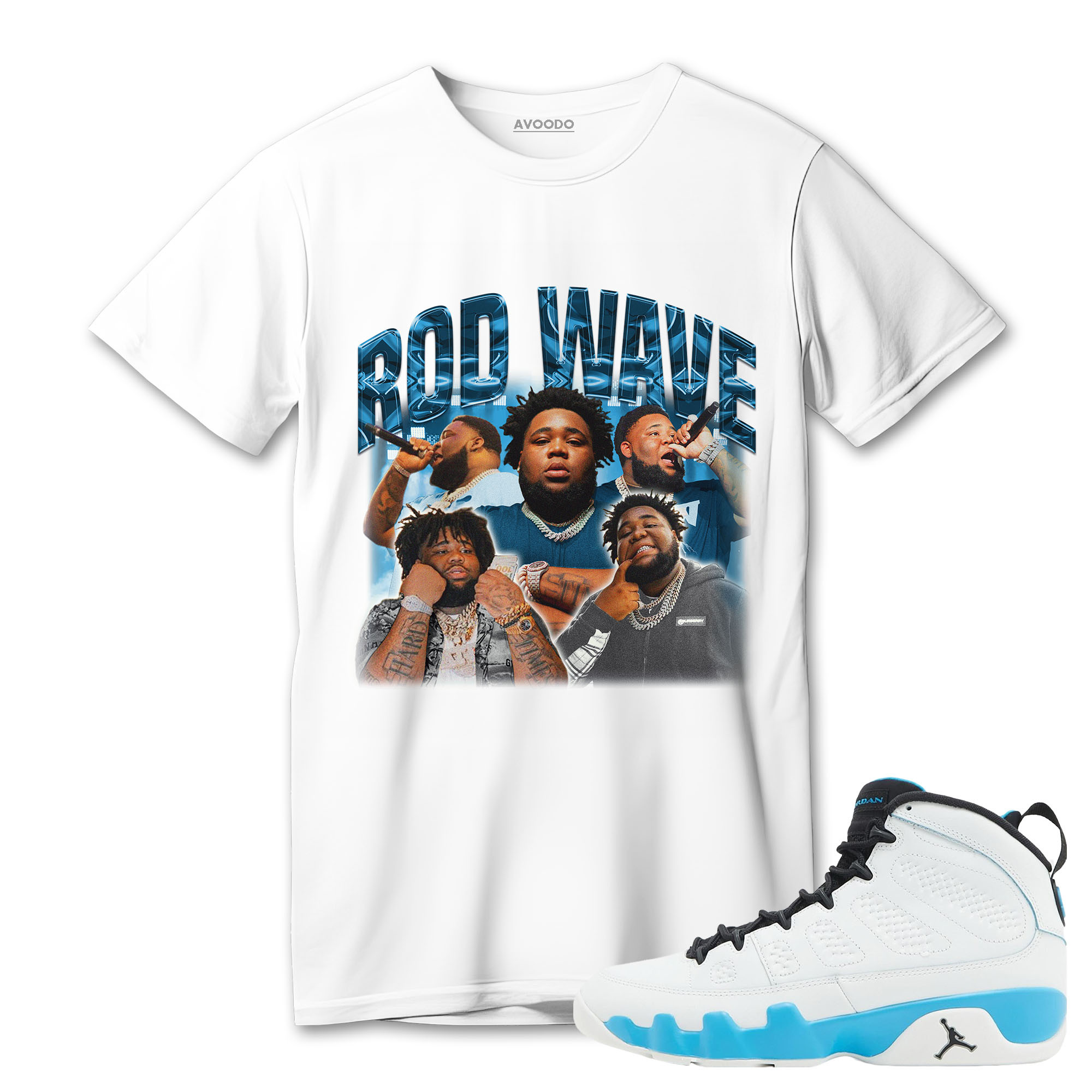 Jordan 9 Powder Blue T-Shirt Match Rd Wave VT