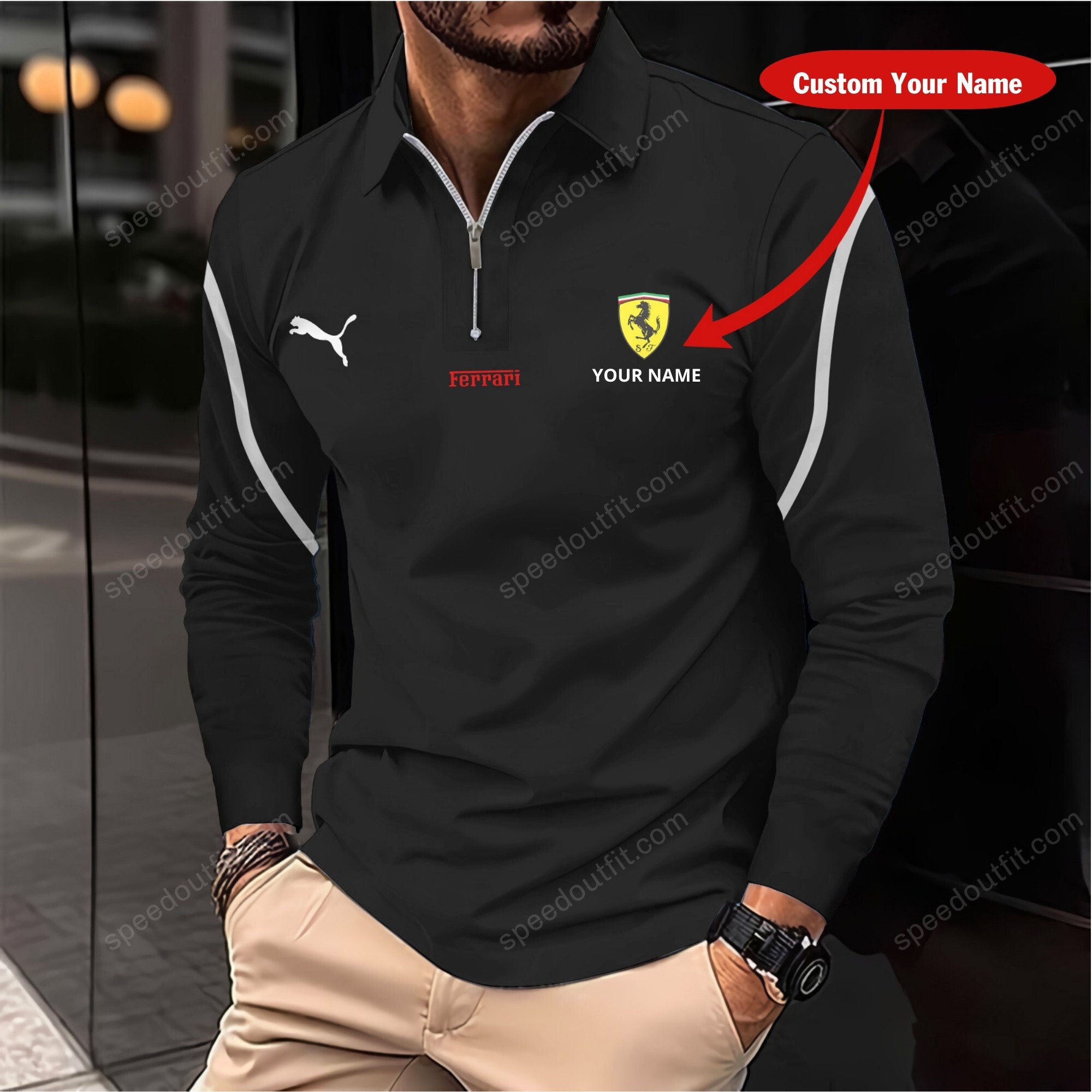 High Quality Printed Customize Men Long Sleeve Zip Polo FER-EZWCPO-1288688