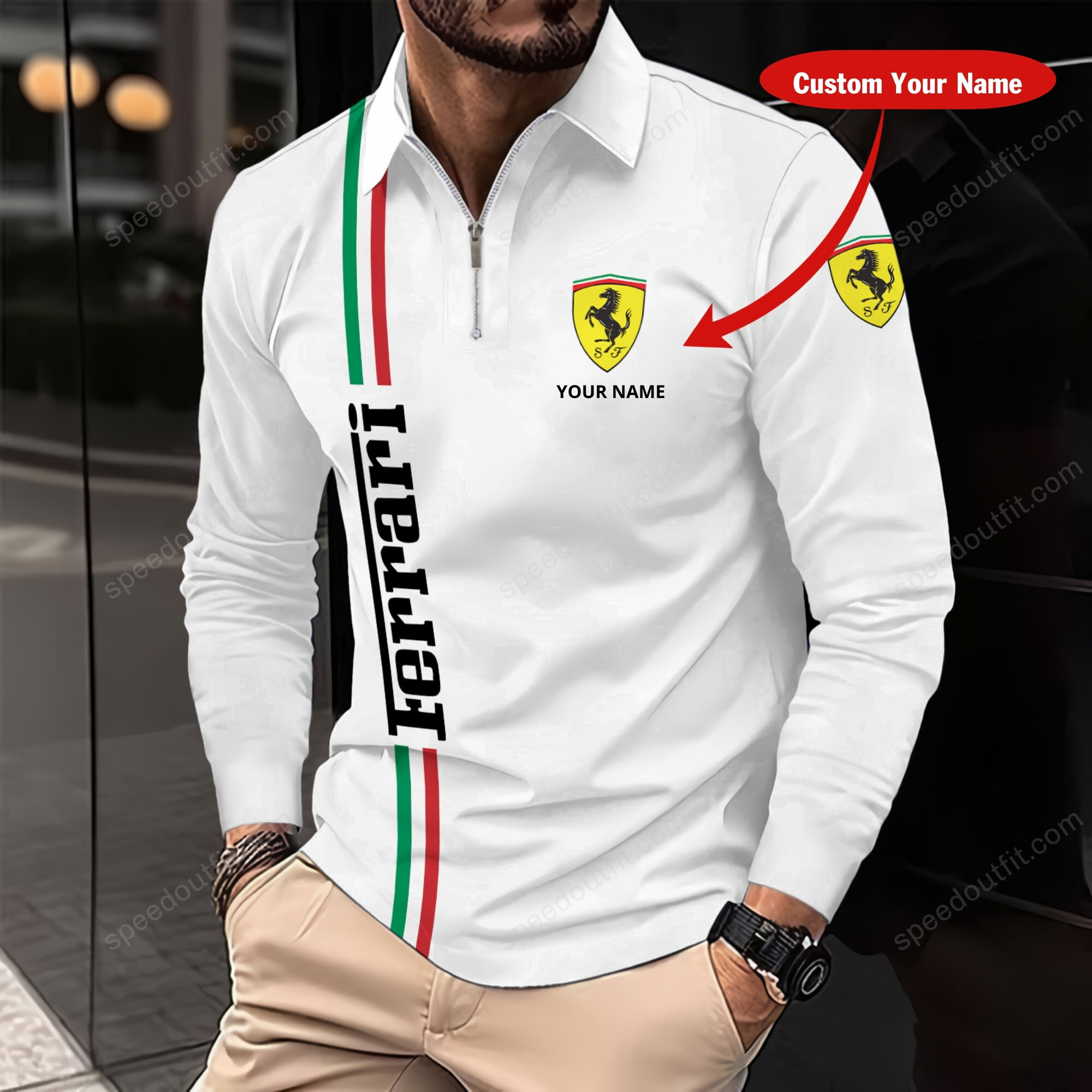 High Quality Printed Customize Men Long Sleeve Zip Polo FER-EZWCPO-1288691