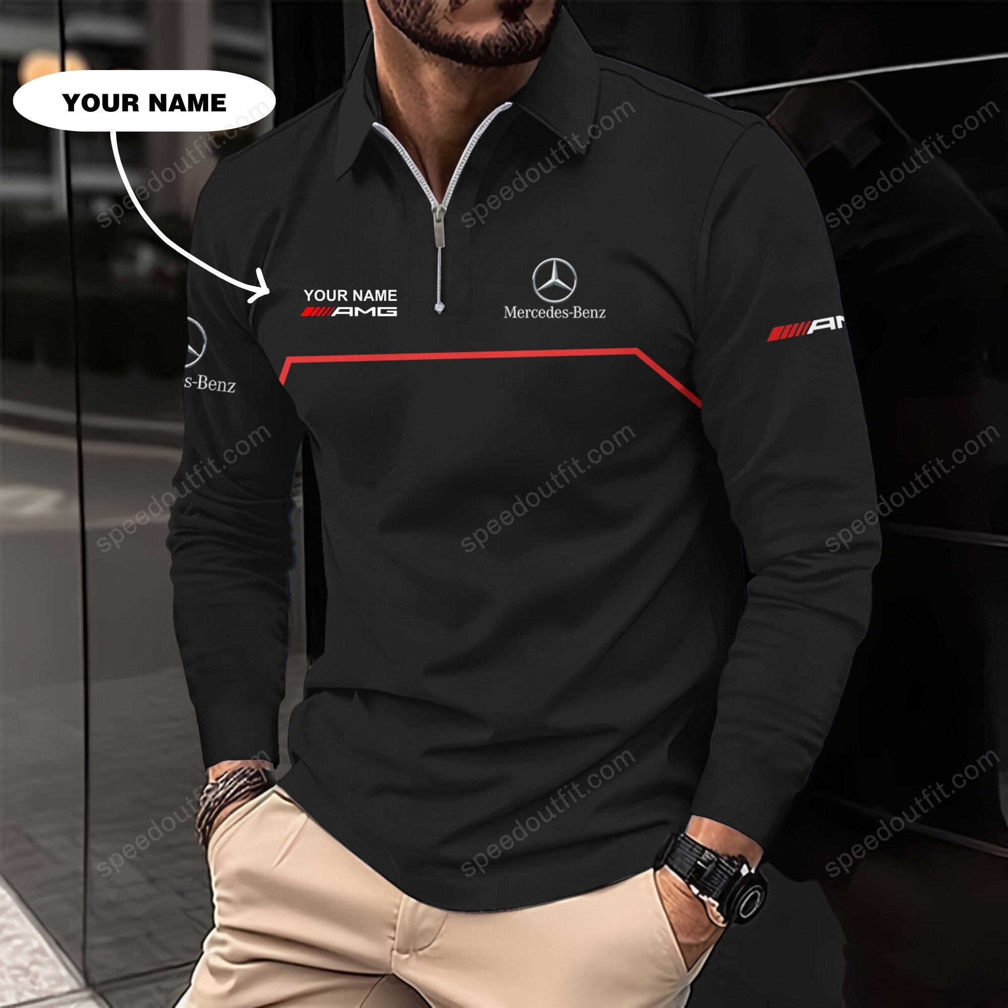 High Quality Printed Customize Men Long Sleeve Zip Polo MER-EZWCPO-12088303
