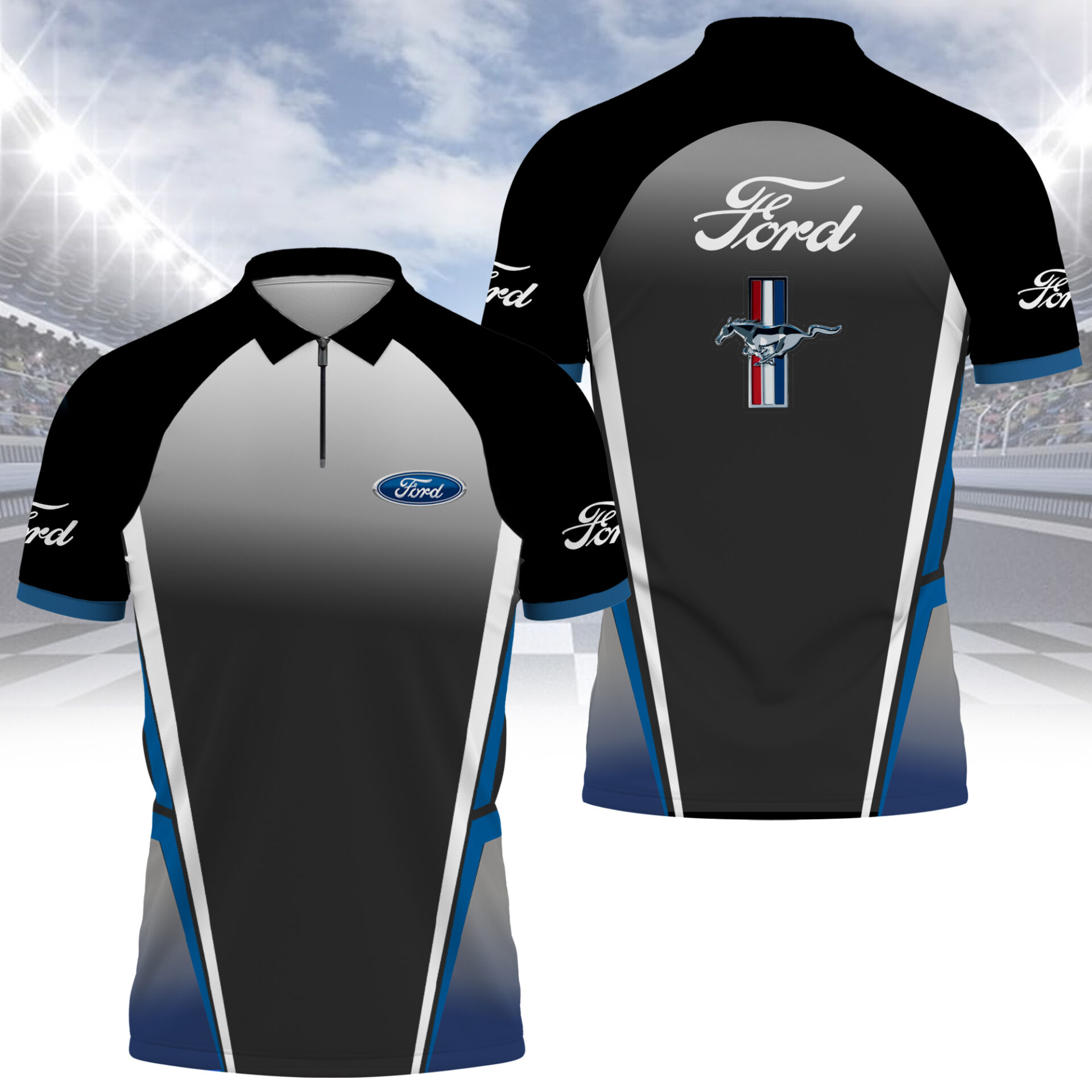 High Quality Printed Men's Zip-Polo-Shirt-TE2407081509ZPO